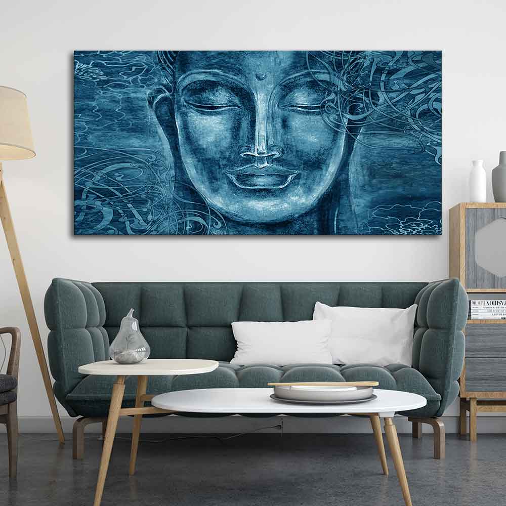 Face Sculpture of Buddha Wall Painting