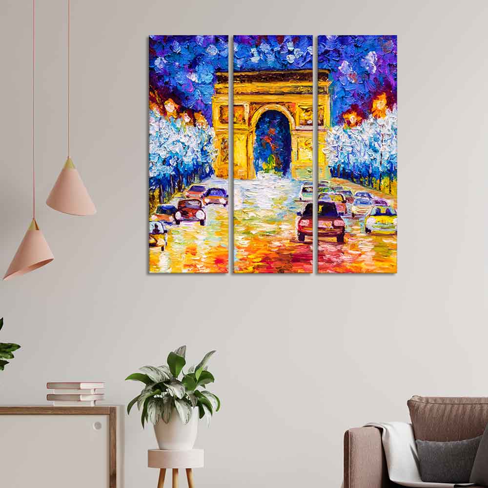 Famous Arc de Triomphe  Wall Painting Set of 3 Pieces