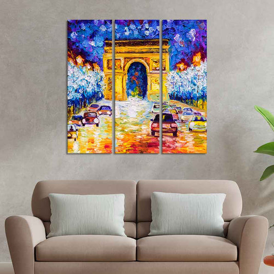 Famous Arc de Triomphe  Wall Painting Set of 3 Pieces