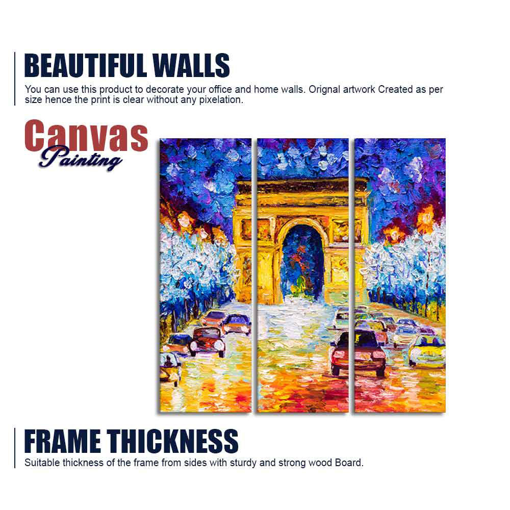 Famous Arc de Triomphe  Wall Painting Set of 3 Pieces