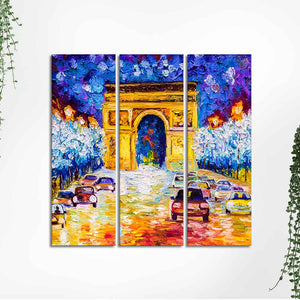 Famous Arc de Triomphe  Wall Painting Set of 3 Pieces