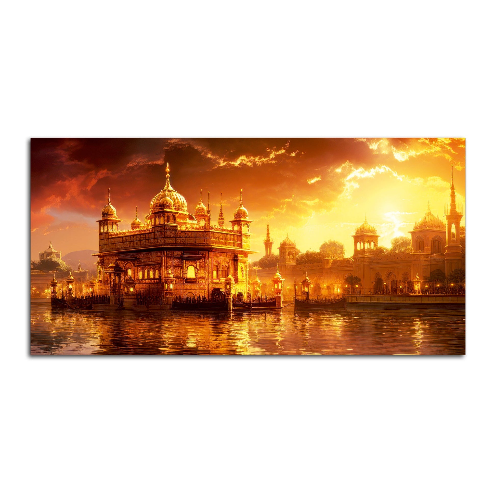 Famous Holy Golden Temple At Sunset View Canvas Wall Painting