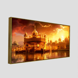 Famous Holy Golden Temple At Sunset View Canvas Wall Painting