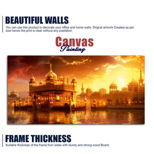 Famous Holy Golden Temple At Sunset View Canvas Wall Painting