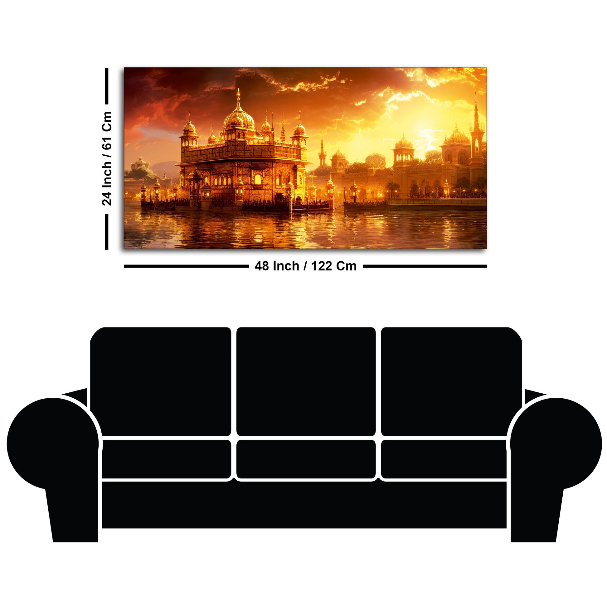 Famous Holy Golden Temple At Sunset View Canvas Wall Painting