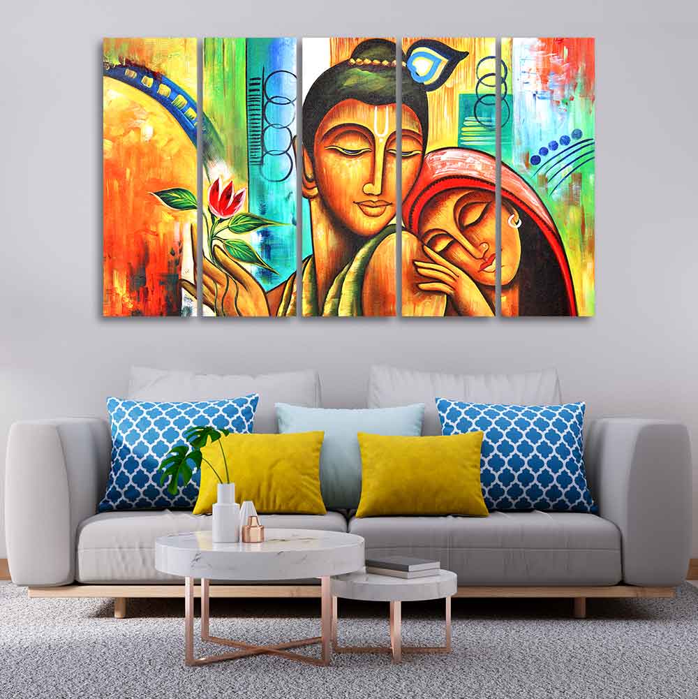 Five Pieces Wall Painting of Lord Radha Krishna – Homcraft