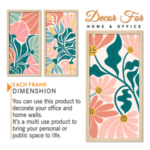 Floral abstract elements Botanical Art Wooden Wall Frame Set of Three