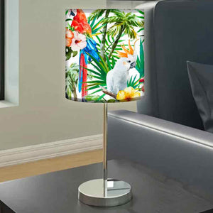 Floral Flower Art Printed Modern Stainless Steel Metal Finish Table Lamp