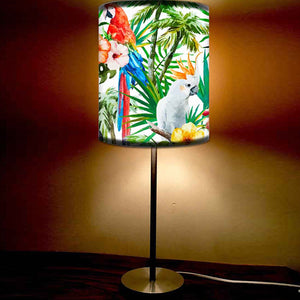 Floral Flower Art Printed Modern Stainless Steel Metal Finish Table Lamp