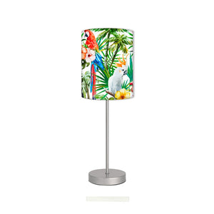 Floral Flower Art Printed Modern Stainless Steel Metal Finish Table Lamp