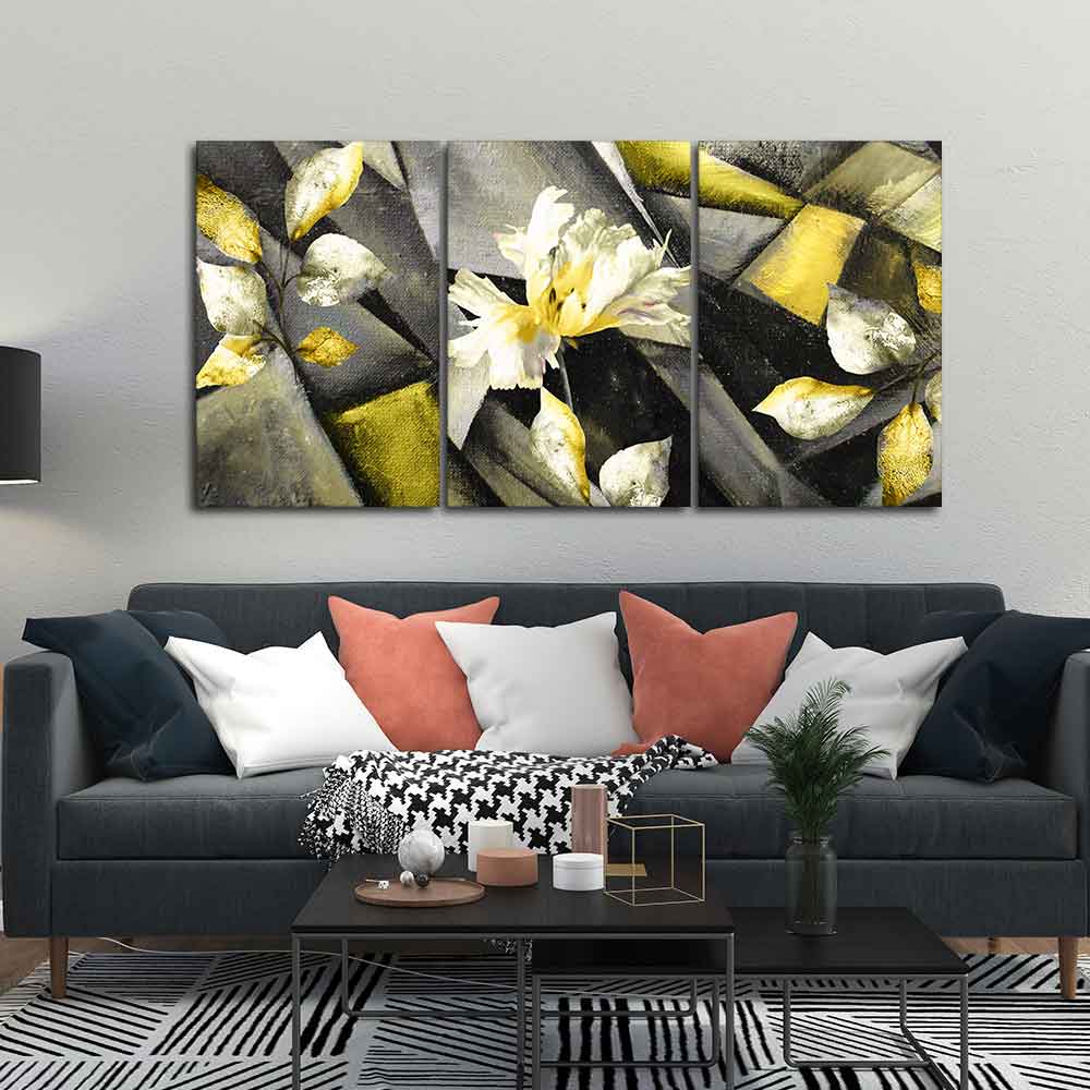 Flower Canvas Wall Painting Abstract Art 3 Pieces