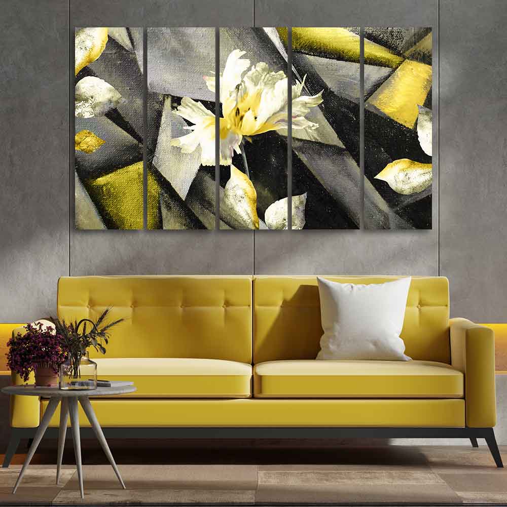 Flower Canvas Wall Painting Abstract Art Five Pieces