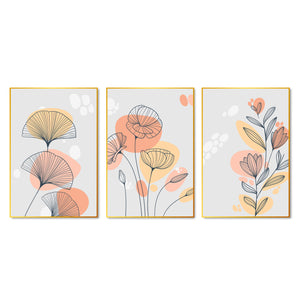 Flower Floating Canvas Wall Painting Set of Three