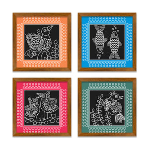 Folk Art Wall Frame Set of Four