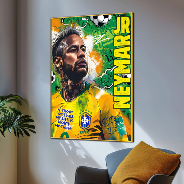 Football is Life Neymar Jr Cotton Canvas Wall Painting
