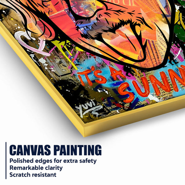 Funky Albert Einstein Cotton Canvas Wall Painting