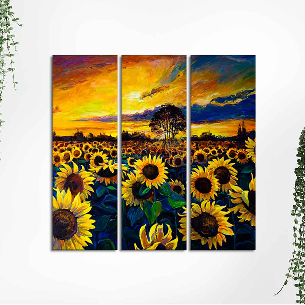 Garden of Sunflower Wall Painting Set of 3 Pieces