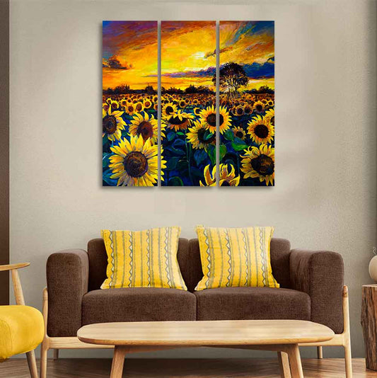 Garden of Sunflower Wall Painting Set of 3 Pieces