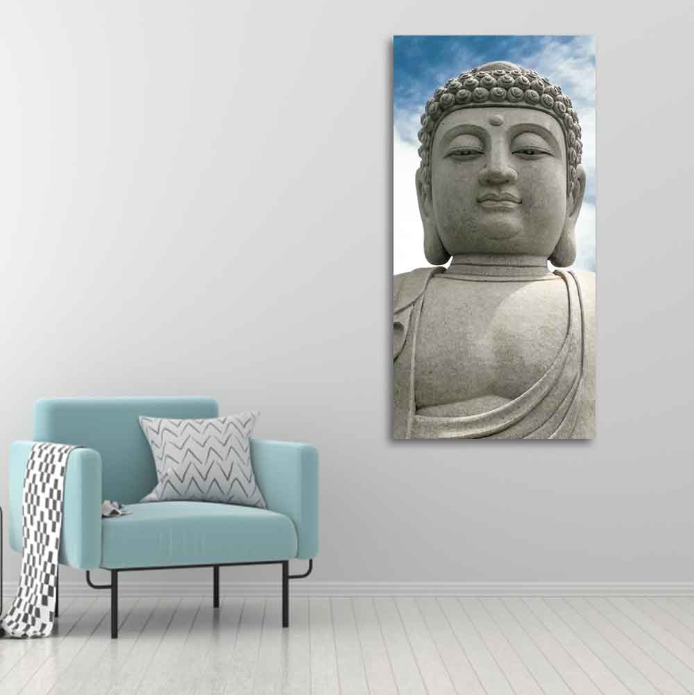 Gautam Buddha Sculpture Vertical Wall Painting