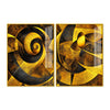Geometric Abstract Golden Pattern Acrylic Floating Wall Painting Set of 2