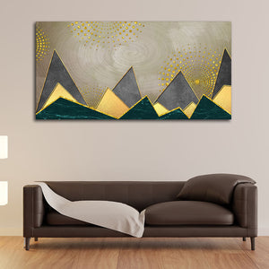 Geometric Shapes with Golden and dark triangles Canvas Wall Painting