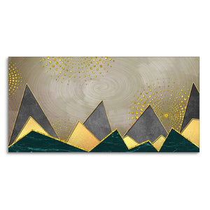 Geometric Shapes with Golden and dark triangles Canvas Wall Painting