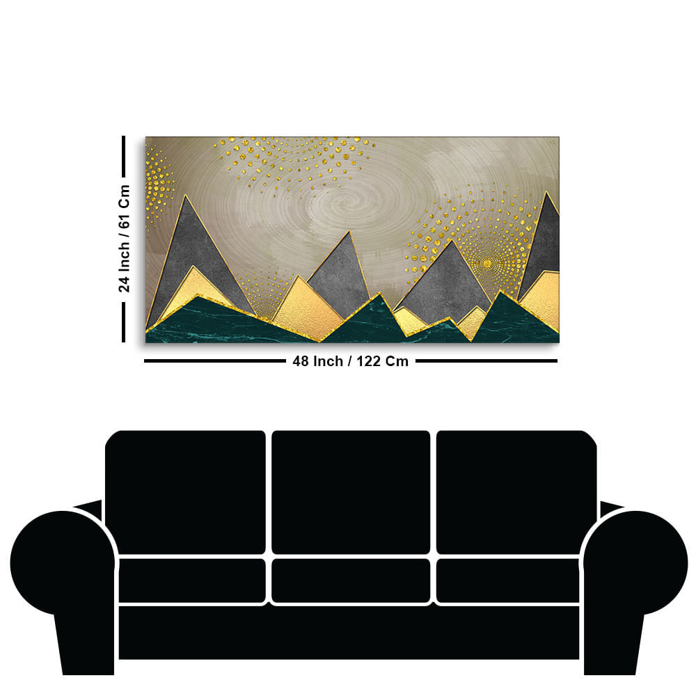 Geometric Shapes with Golden and dark triangles Canvas Wall Painting