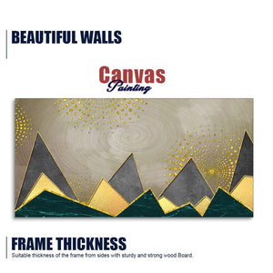 Geometric Shapes with Golden and dark triangles Canvas Wall Painting