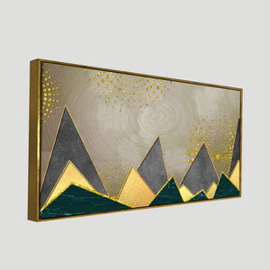 Geometric Shapes with Golden and dark triangles Canvas Wall Painting