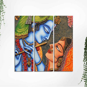 God Radha Krishna Beautiful Wall Painting 3 Pieces