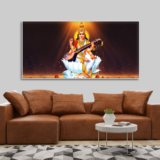 Goddess Sarasvati Modern Canvas Wall Painting