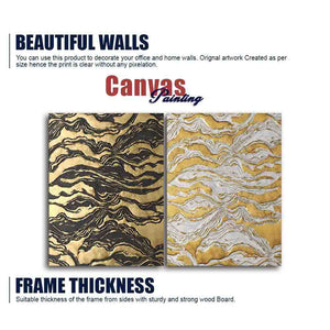 Golden Abstract Art Canvas Wall Painting of Two Pieces