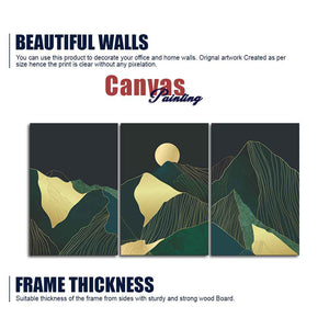 Golden Abstract Mountains Wall Painting of 3 Pieces