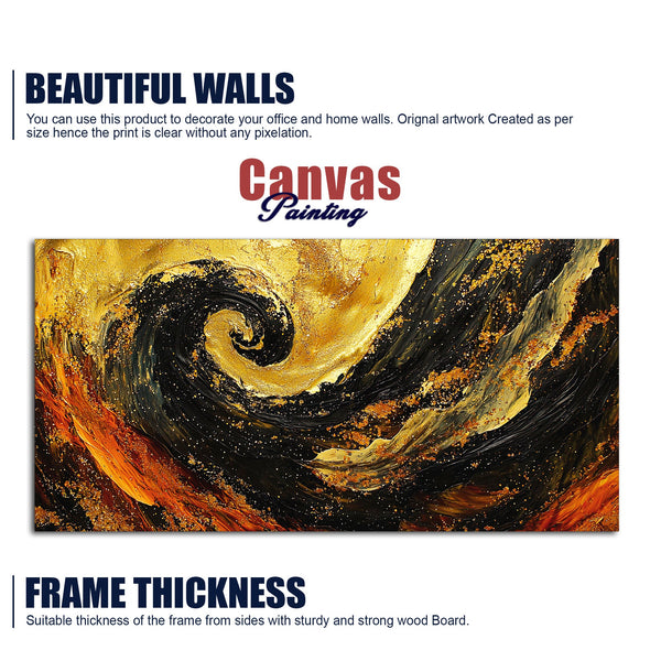 Golden Abstract Spiral Art Wooden Canvas Wall Painting