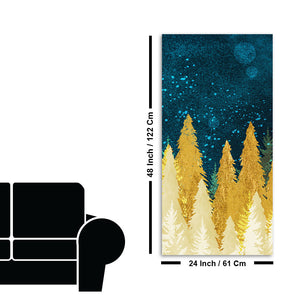 Golden Abstract Tree Premium Canvas Wall Painting