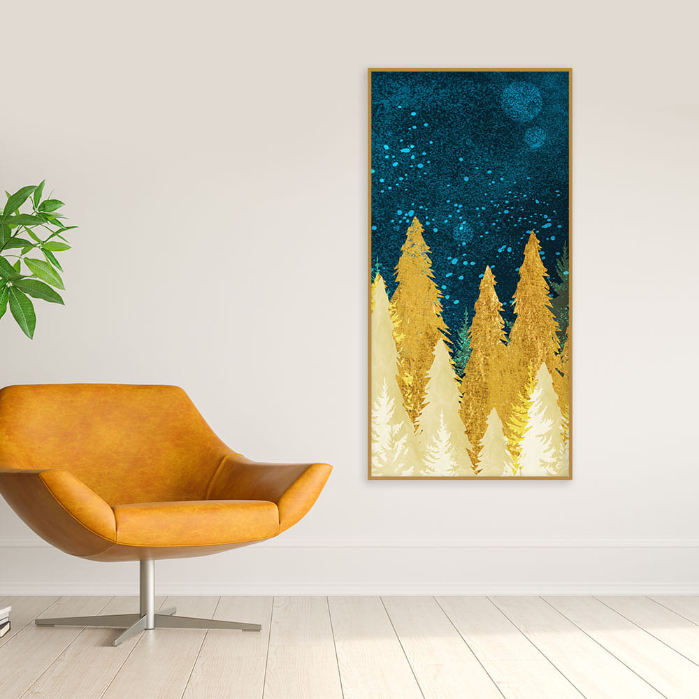 Golden Abstract Tree Premium Canvas Wall Painting