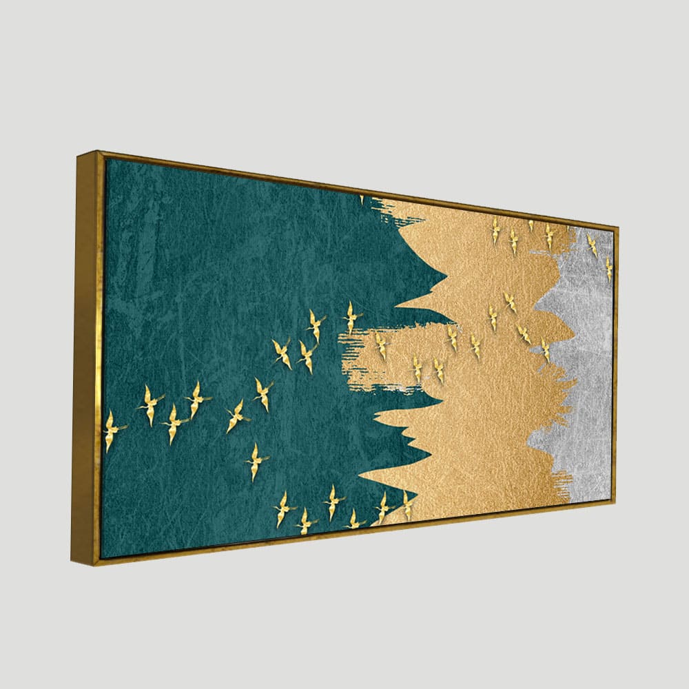 Golden Birds Flying Luxurious Art Premium Wall Painting