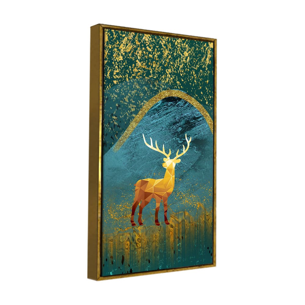 Golden Deer Modern Abstract Art Premium Canvas Wall Painting