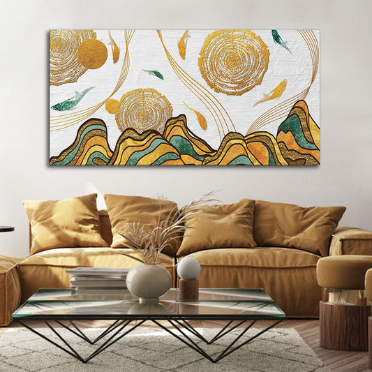 Golden Fish Abstract Premium Canvas Wall Painting