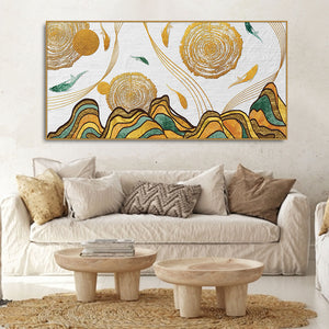 Golden Fish Abstract Premium Canvas Wall Painting