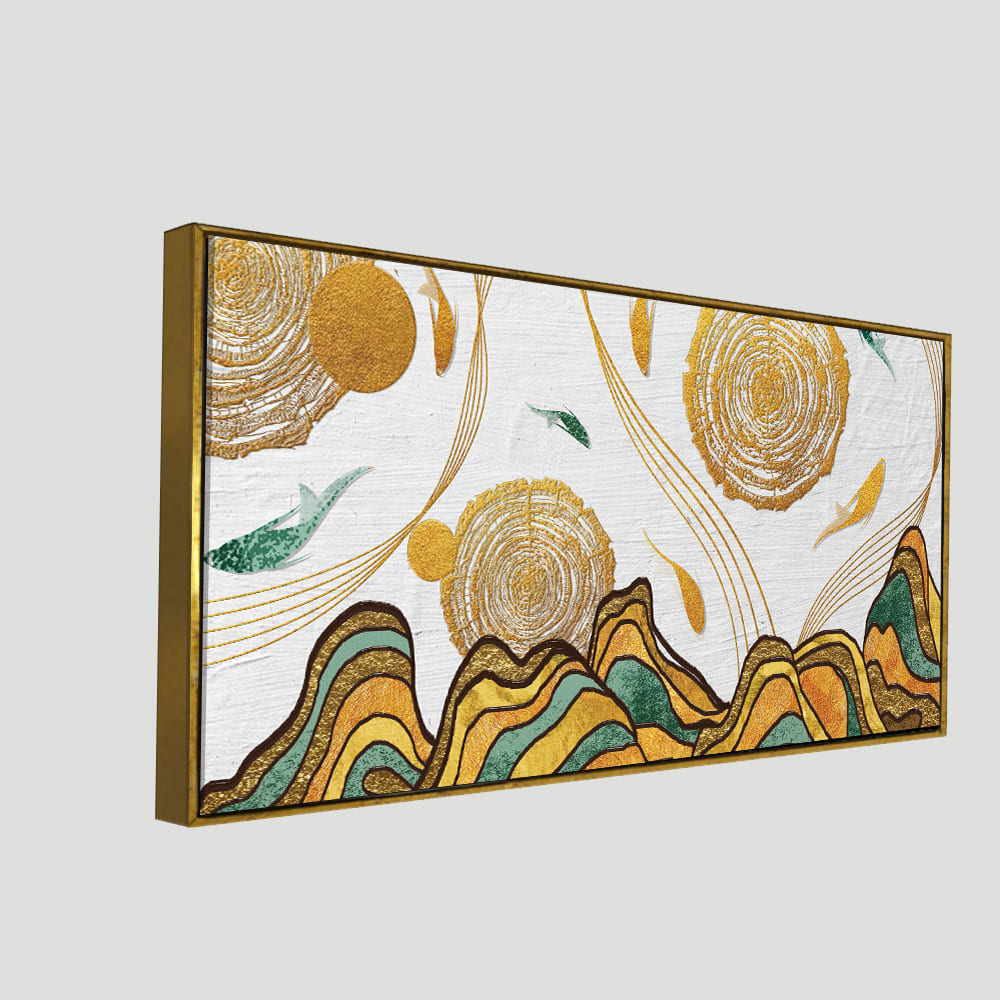 Golden Fish Abstract Premium Canvas Wall Painting