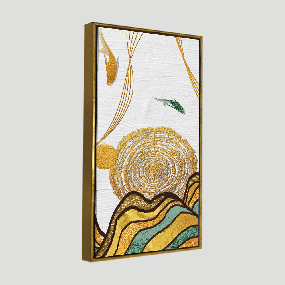 Golden Fish Abstract Premium Wall Painting