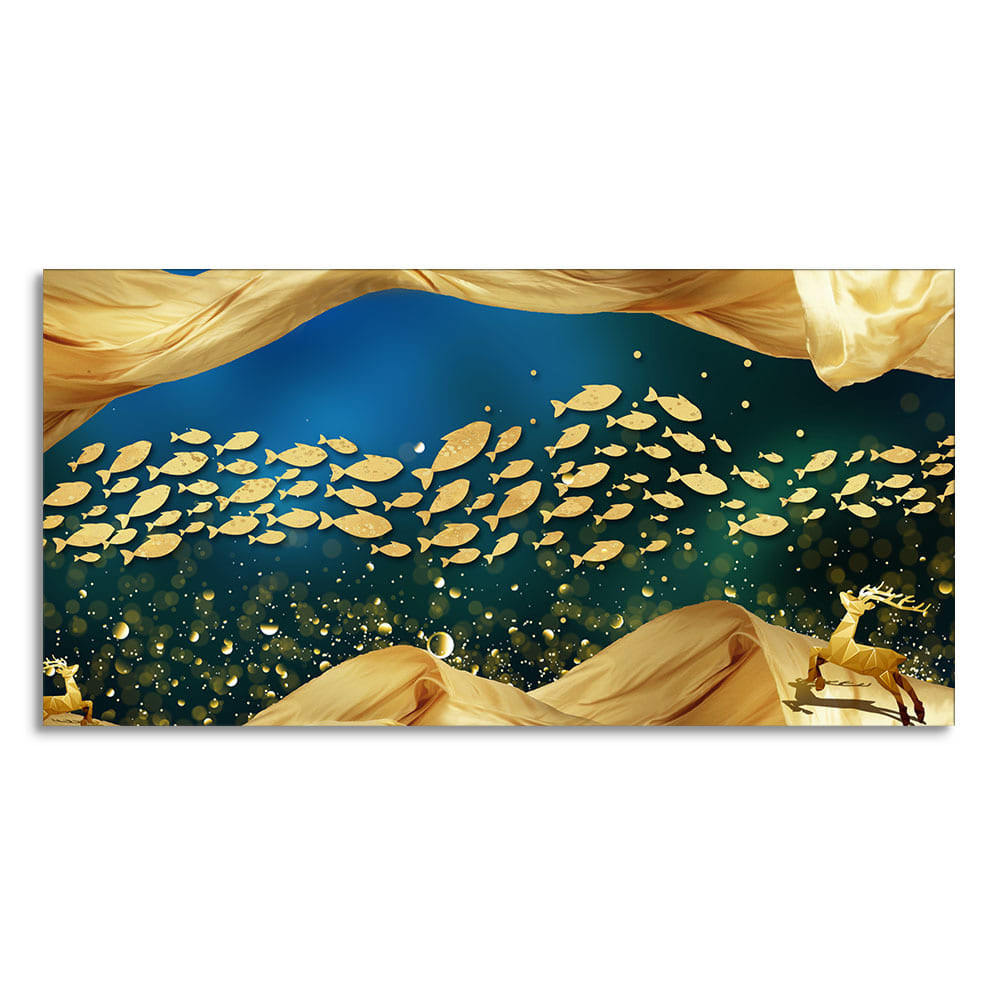 Golden Fishes in the ocean premium Canvas Wall Painting