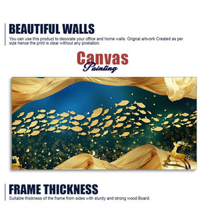 Golden Fishes in the ocean premium Canvas Wall Painting