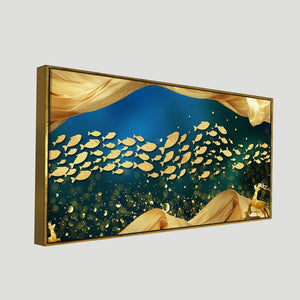 Golden Fishes in the ocean premium Canvas Wall Painting