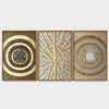 Golden Leaf and 3D Pattern Floating Canvas Wall Painting Set of Three