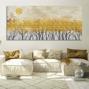 Golden Leaf Trees Canvas Wall Painting