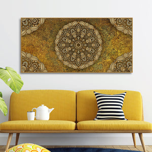 Golden Mandala Art Canvas Wall Painting