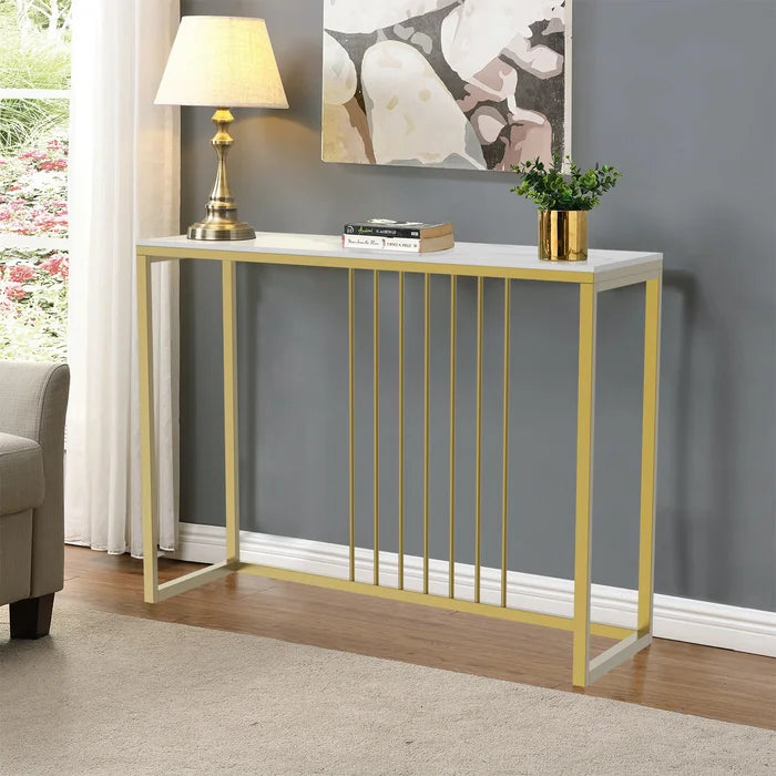 Golden Metallic Rectangular Shaped Designer Console Table