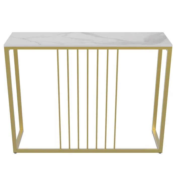 Golden Metallic Rectangular Shaped Designer Console Table